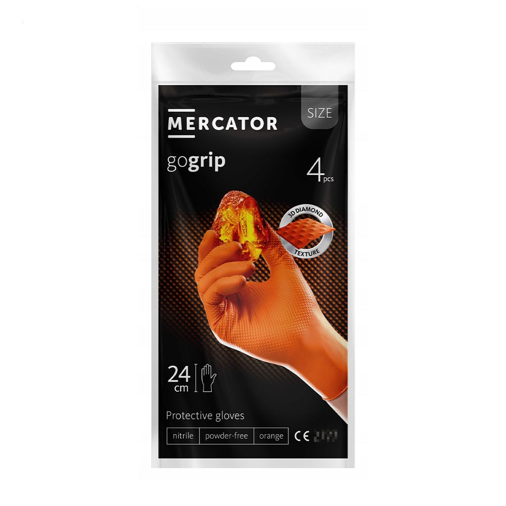 Рукавички нітрилові універсальні Mercator GoGrip розмір L, Orange, 4 шт